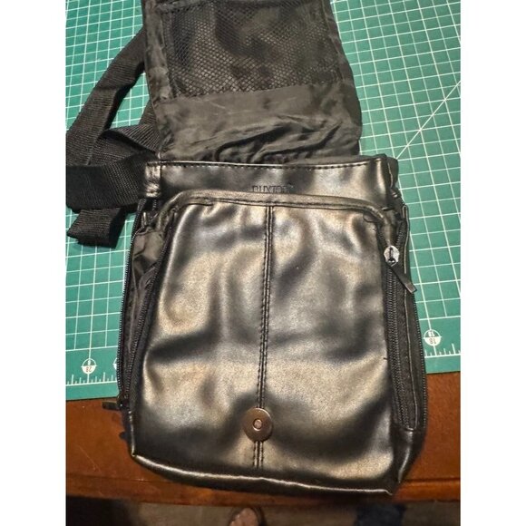 Buxton Genuine Leather Black Crossbody Shoulder Bag Multiple Zipper Pockets Adju - Picture 7 of 11
